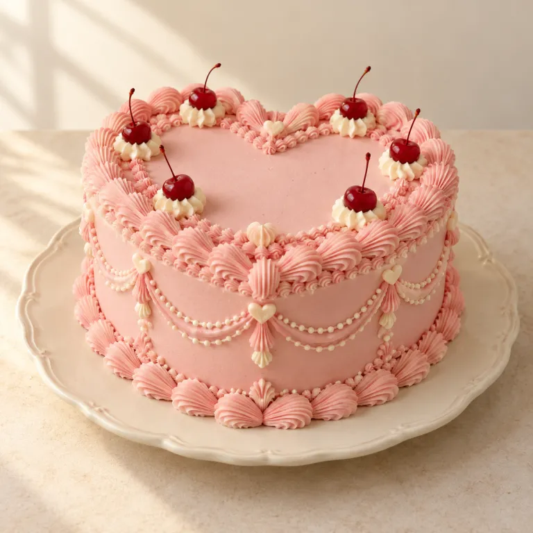 Pembe Vintage Kalp Pasta